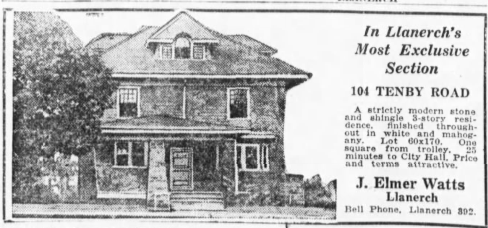 J. Elmer Watts Real Estate Advertisement